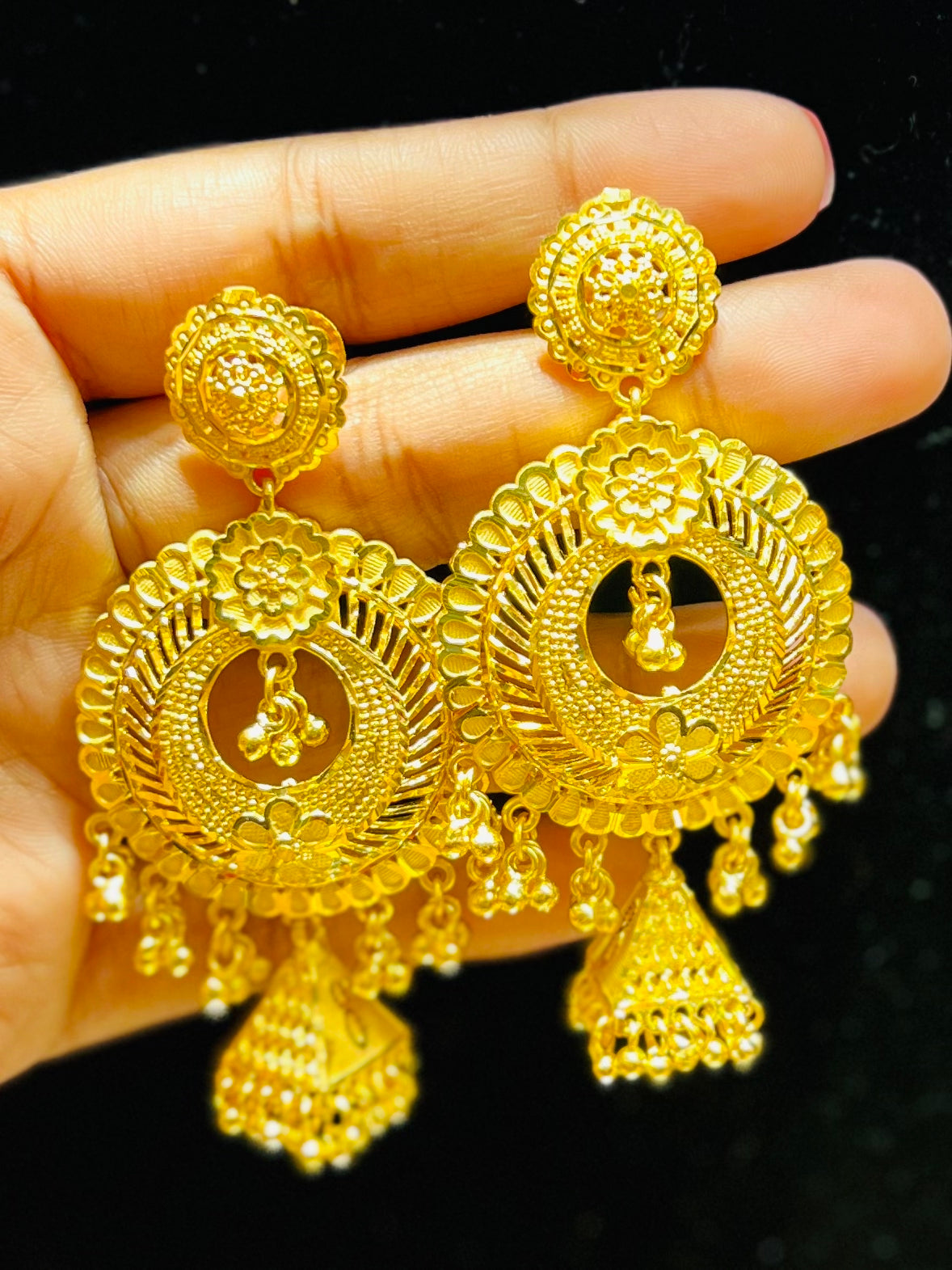 Royal Look Gold Plated Chandbali Jhumka Mirpur Jewelry City