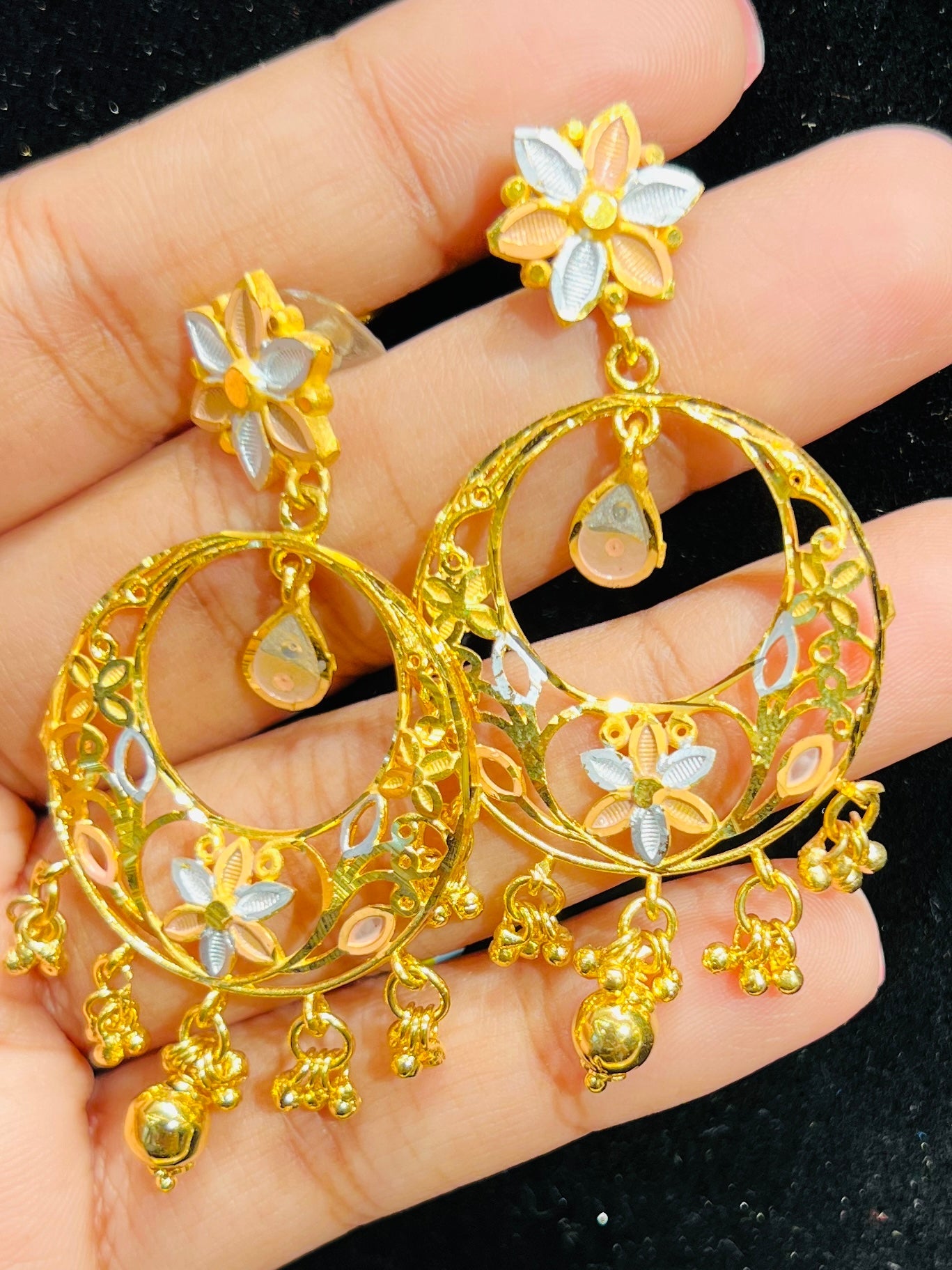Trendy Gold Plated Rodium Jhumka for Girls Mirpur Jewelry City