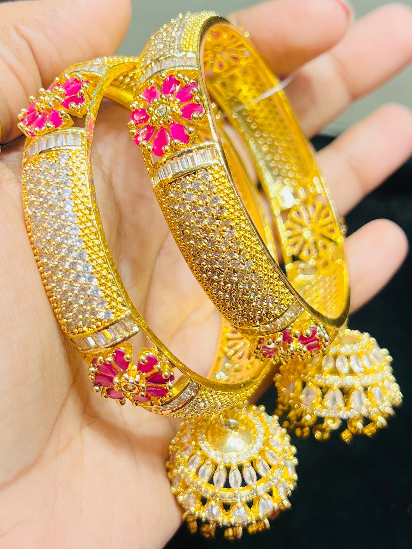 22K Gold Polish Diamond Cut Churi – Premium Designer Bangle (1 Pair) Mirpur Jewelry City