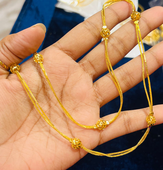 Premium Gold Plated Long Chain – Real Gold Like Finish