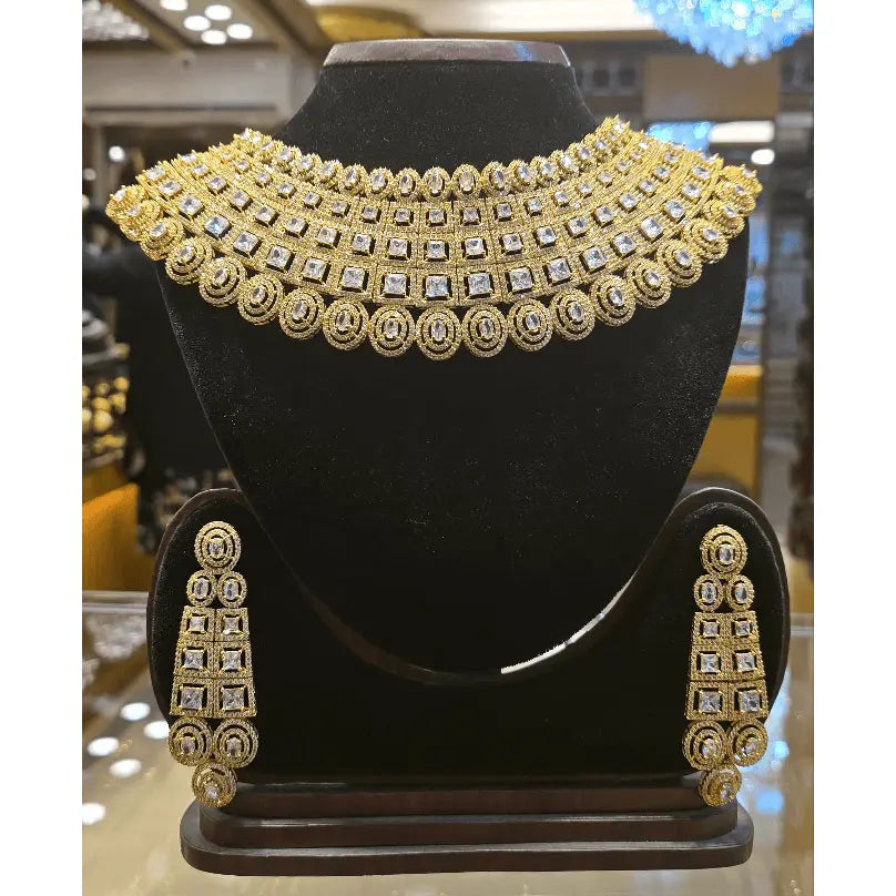 Timeless Radiance: Diamond Cut Bridal Necklace - Mirpur Jewelry City