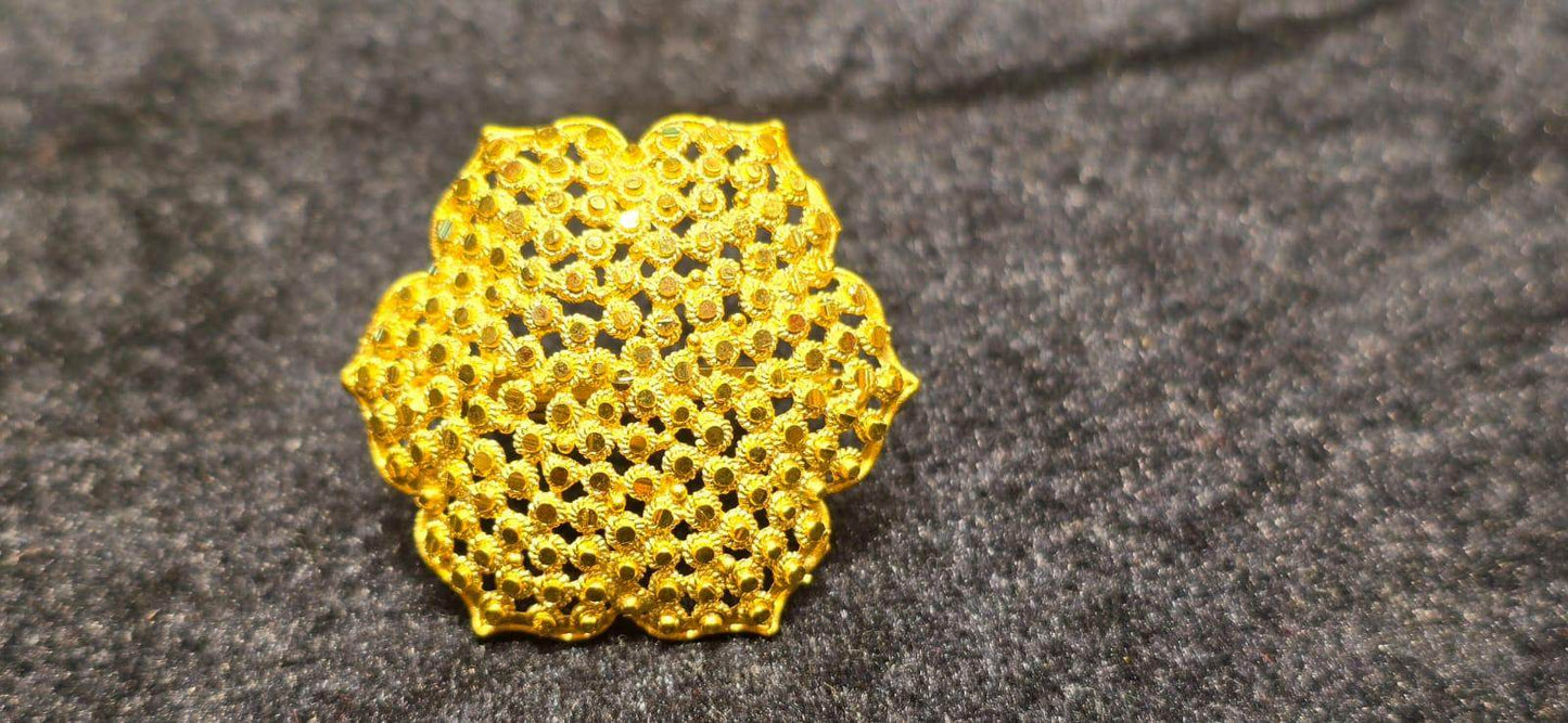 Mat polished gold plated floral design finger ring - Mirpur Jewelry City