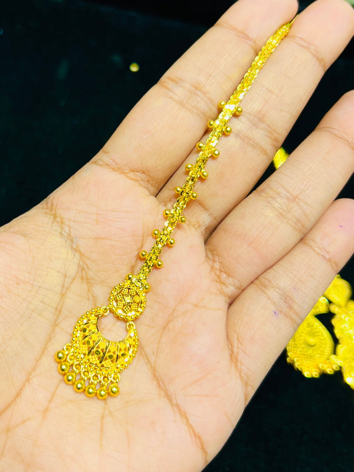 Gold Plated Floral Motif Traditional Tikli Mirpur Jewelry City