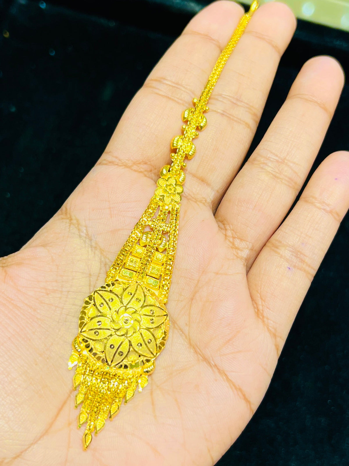 Sleek & Delicate Gold Plated Tikli Mirpur Jewelry City