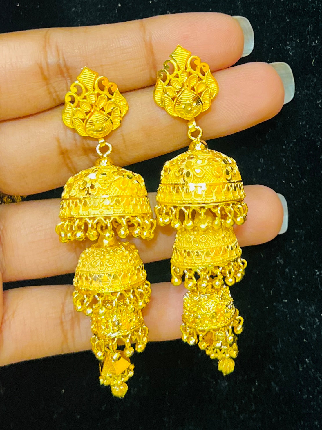 Elegant Gold Plated Jhumka Earrings Mirpur Jewelry City