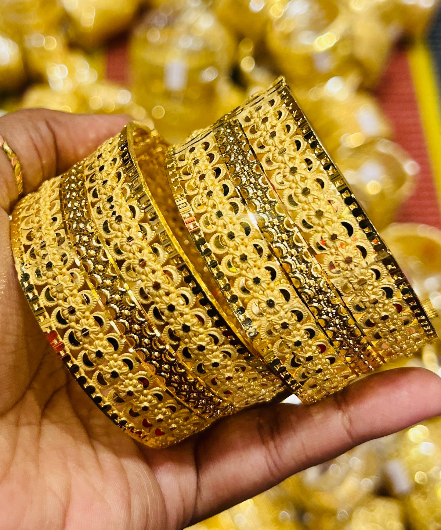 Gold Finish Chur Bangles – Classic Design
