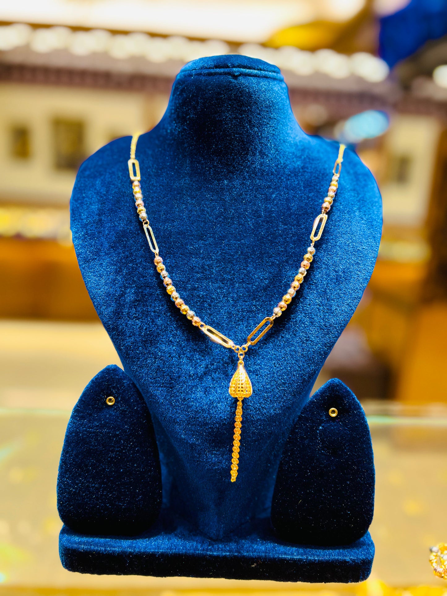 Gold Plated Party Wear Mop Chain for Women Mirpur Jewelry City