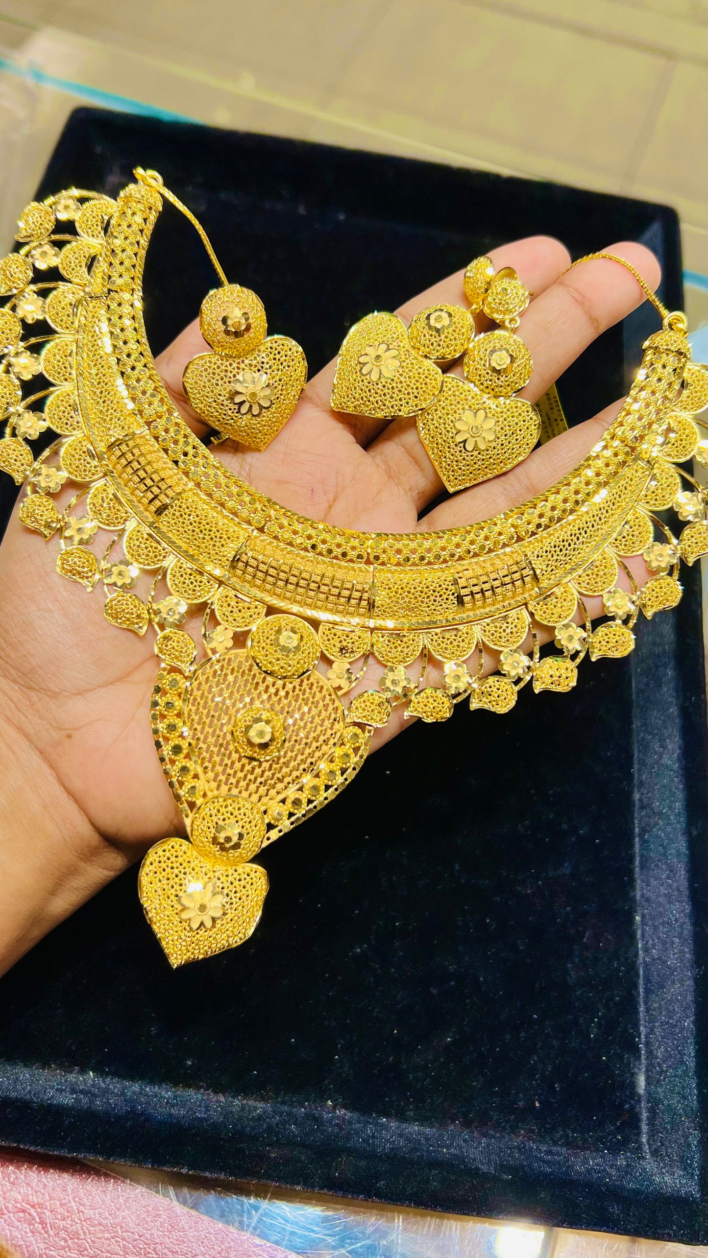 Royal Gold Plated Bridal Necklace Set – Traditional Wedding Jewelry Mirpur Jewelry City