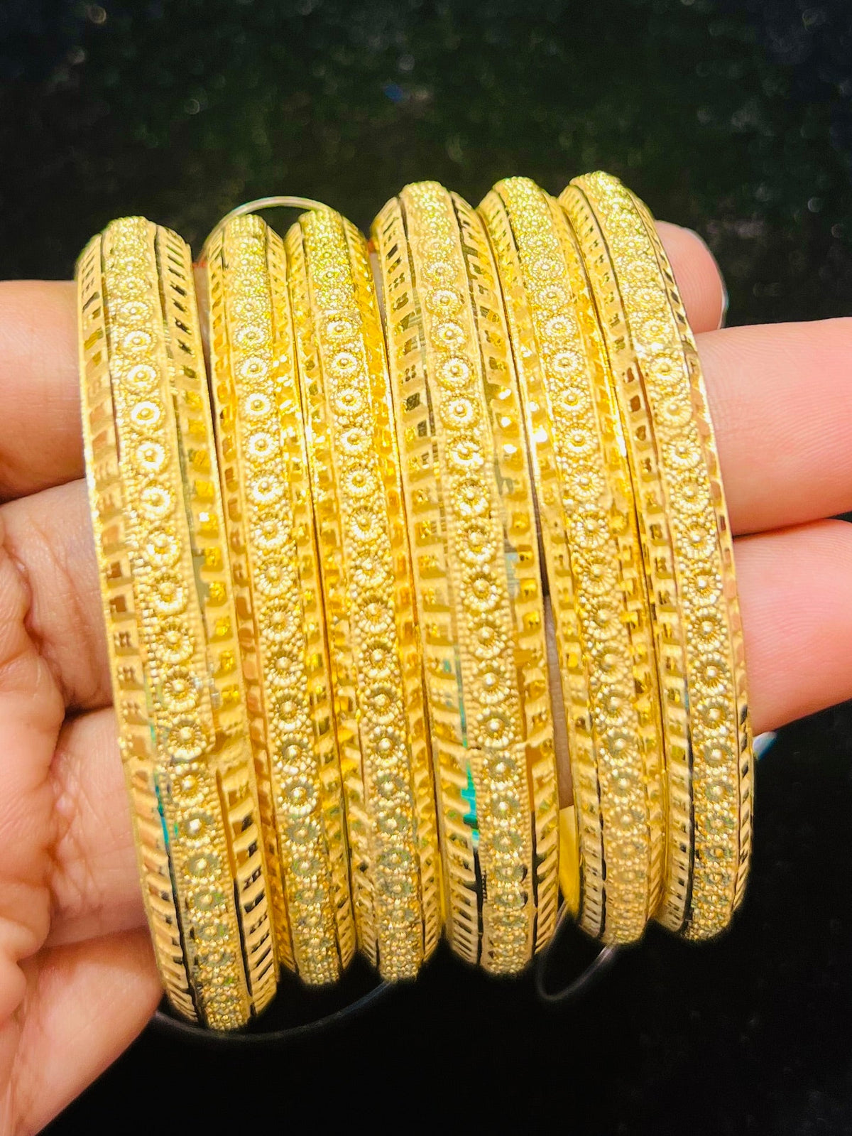 Gold Plated Embossed Churi Set – Detailed Traditional Bangle Collection Mirpur Jewelry City