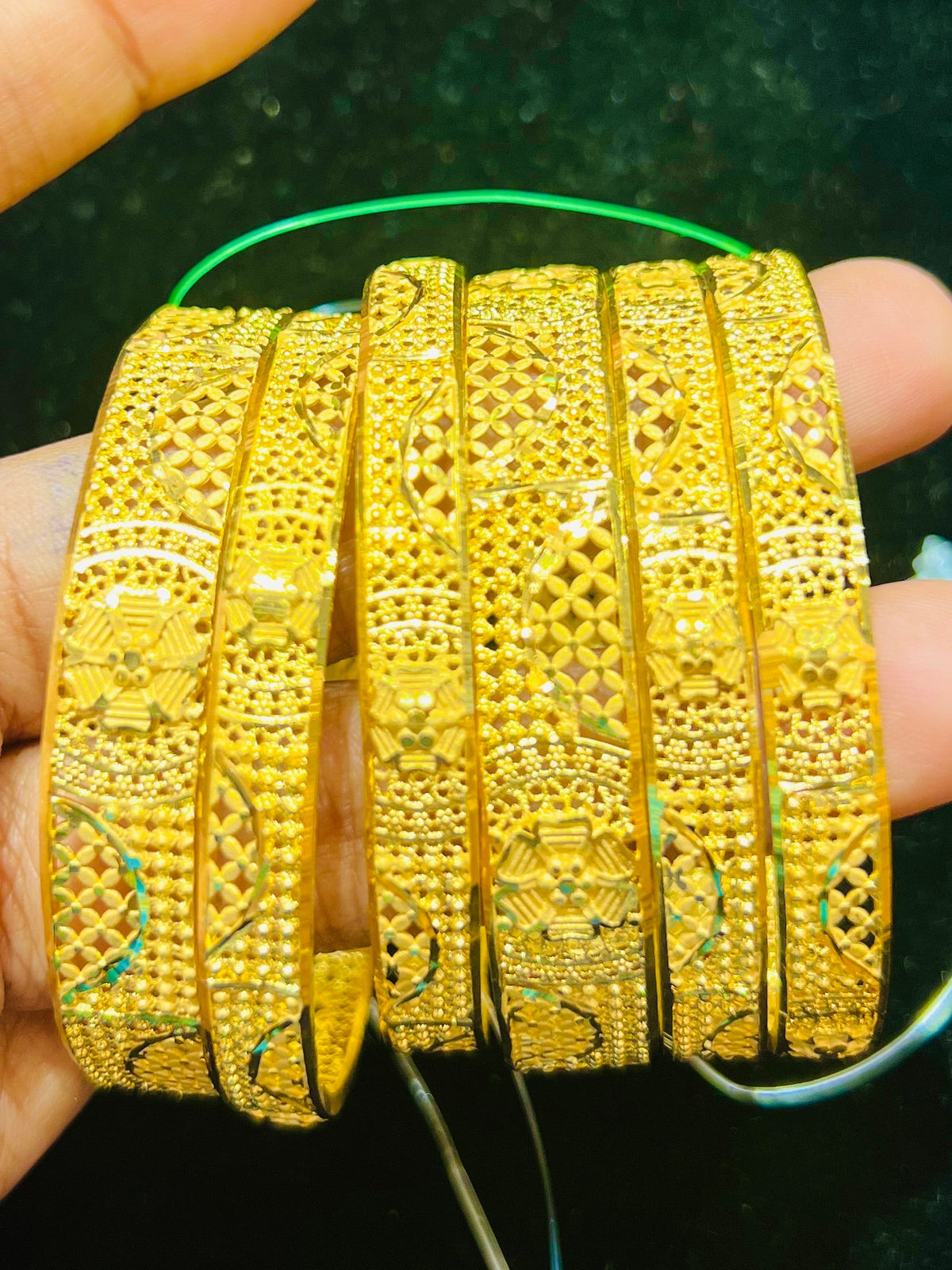 Royal Gold Plated Churi Set – Traditional Bangles with Detailed Work Mirpur Jewelry City