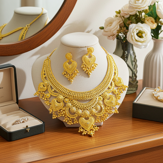 22K Gold Polish Necklace | Premium Real Gold Look Mirpur Jewelry City