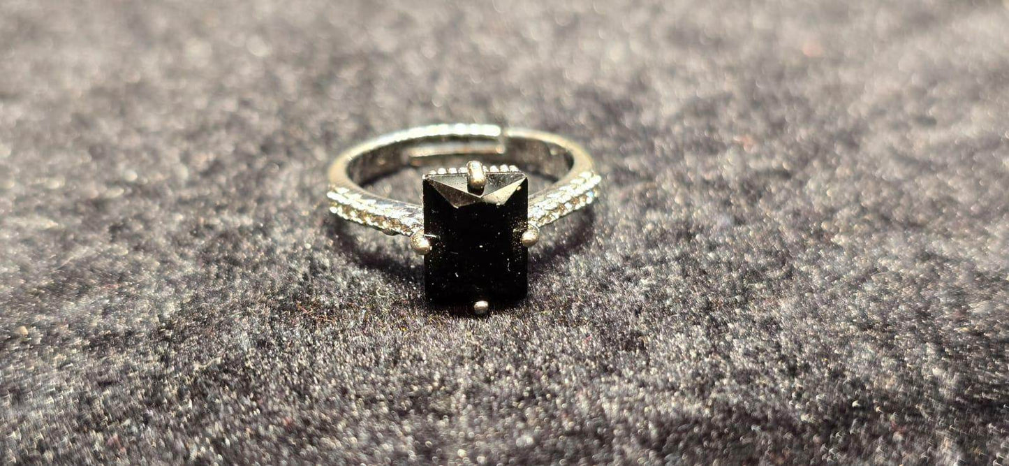 Black and white stone carved Gold Plated Finger ring - Mirpur Jewelry City