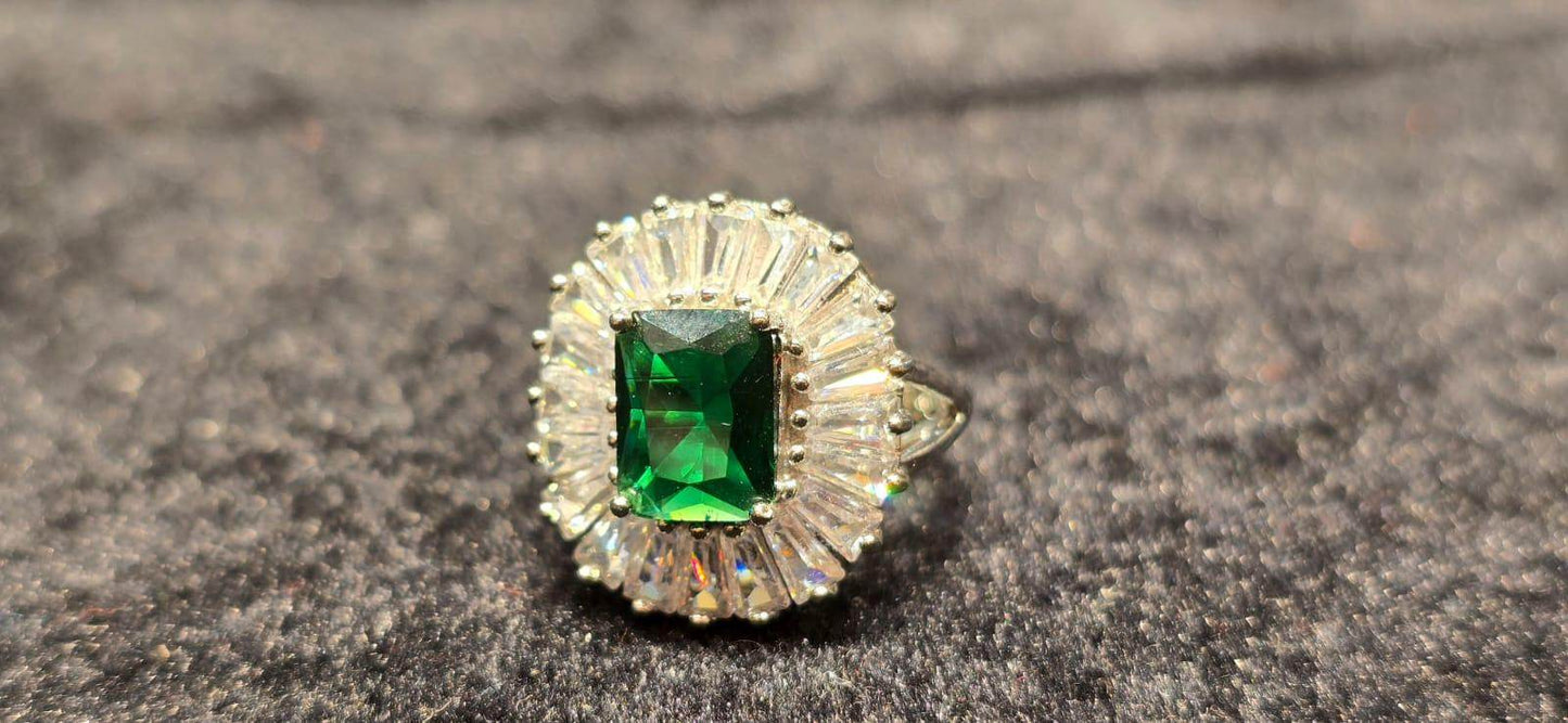 Green stone carved and gold plated finger ring - Mirpur Jewelry City