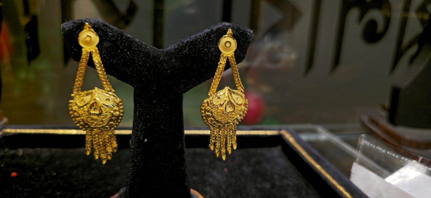Elegant Gold-Plated Jhapta Earrings – Traditional & Stylish - Mirpur Jewelry City