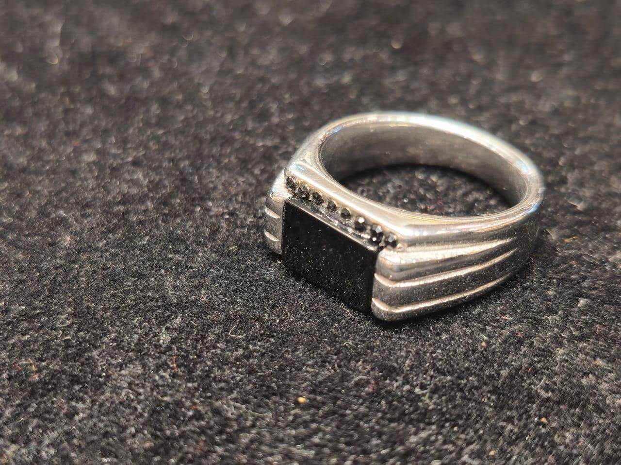 Silverish stone Turkish design gold plated finger ring for men - Mirpur Jewelry City
