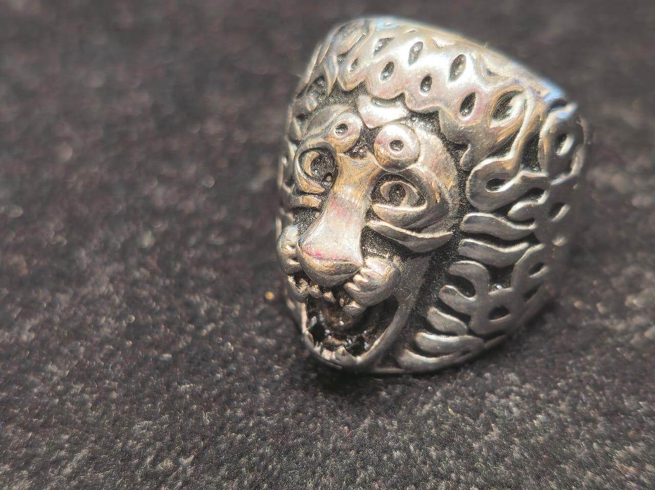 Gold-Plated Silver Lion Face Men's Ring – Fierce & Powerful Design - Mirpur Jewelry City