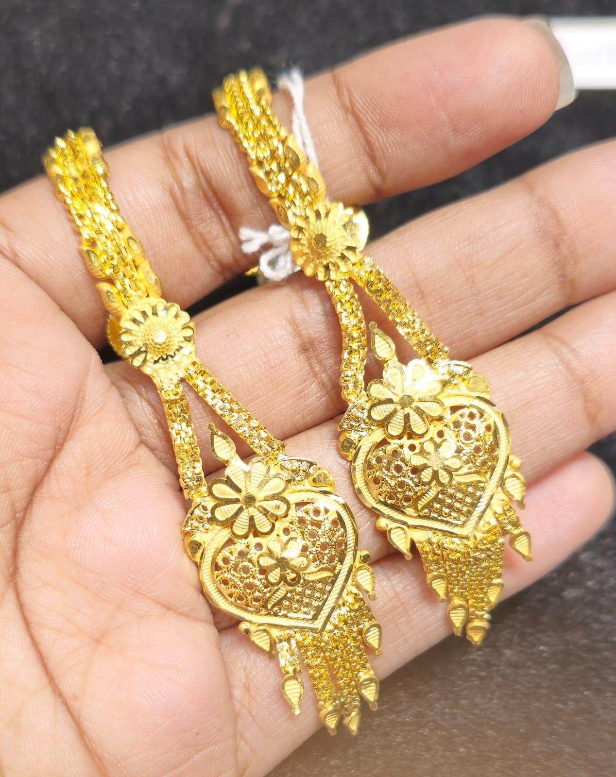 Elegant Gold-Plated long Earrings – Timeless Luxury - Mirpur Jewelry City