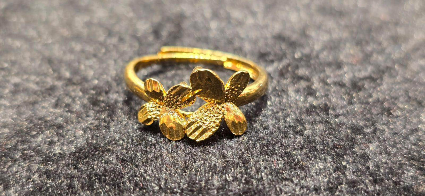Adjustable And Elegant Floral Pattern Gold-Plated Ring - Mirpur Jewelry City