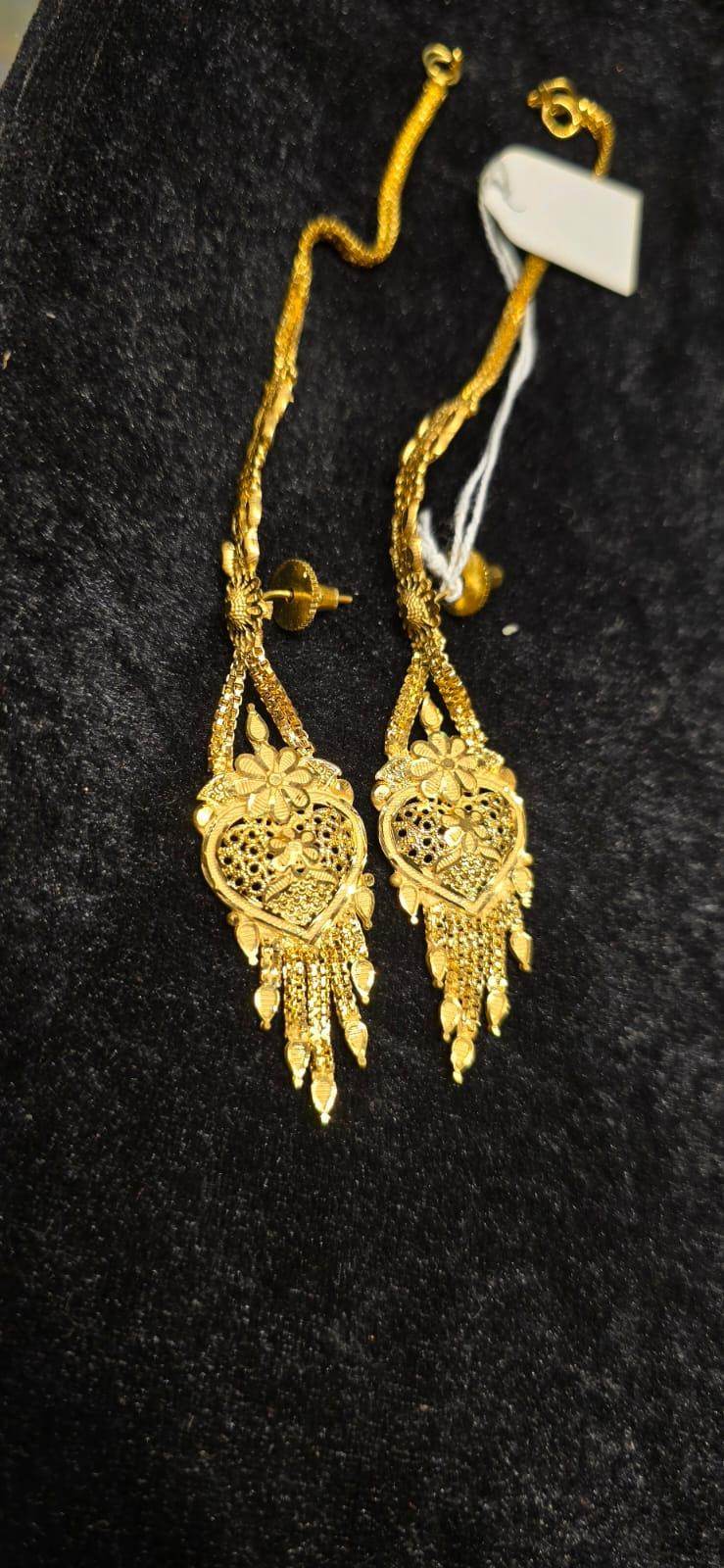 Elegant Gold-Plated long Earrings – Timeless Luxury - Mirpur Jewelry City