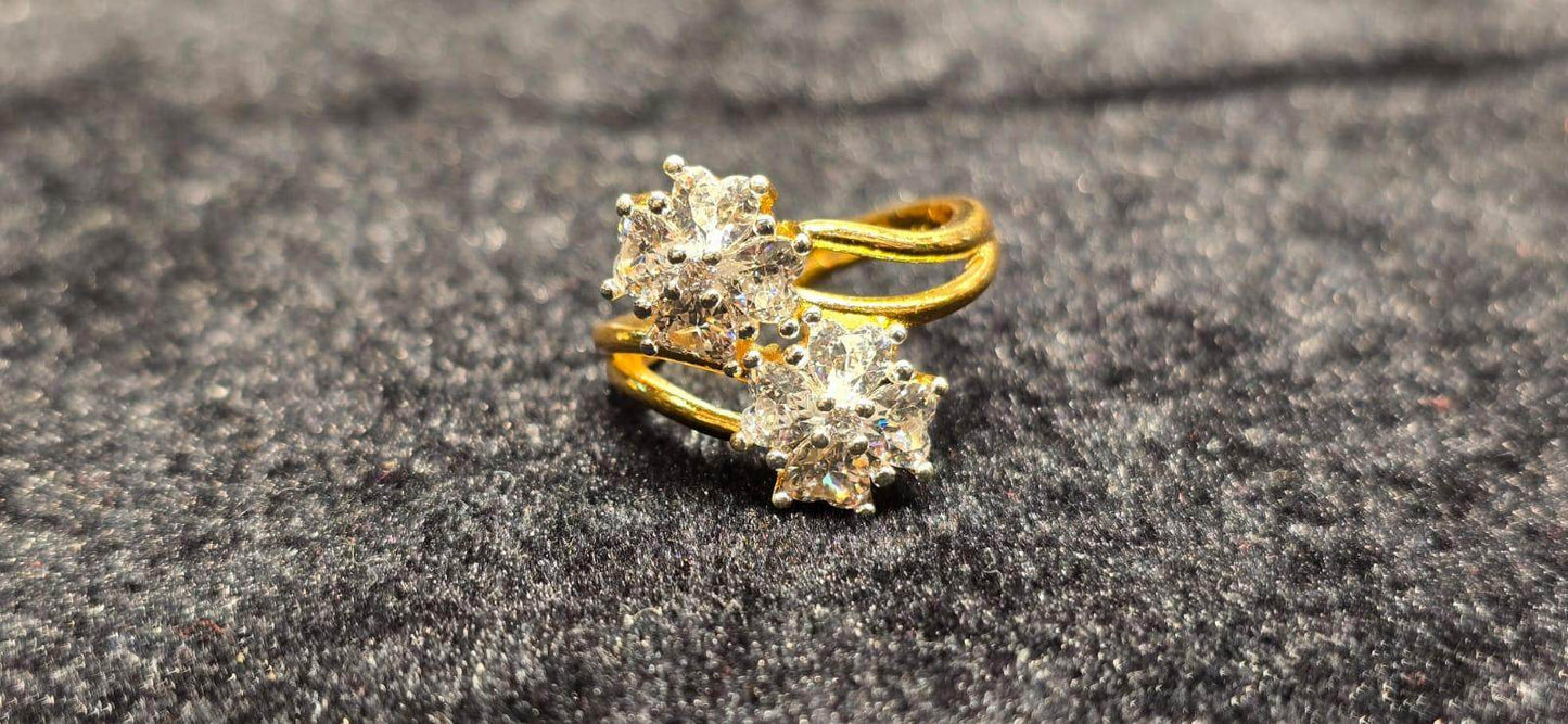 Gorgeous white floral Design Gold plated finger ring - Mirpur Jewelry City