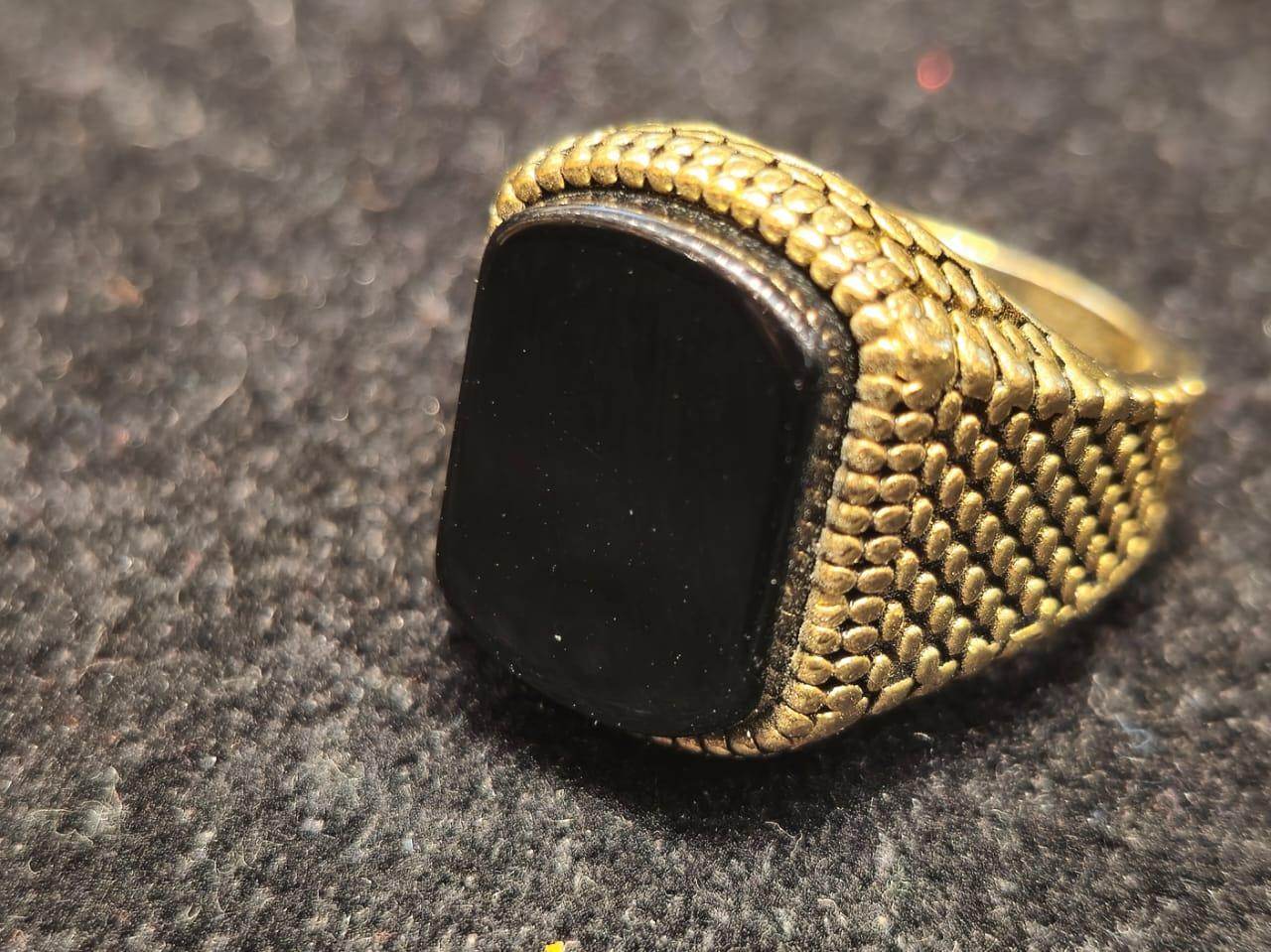 Exclusive black stone design finger ring for men - Mirpur Jewelry City
