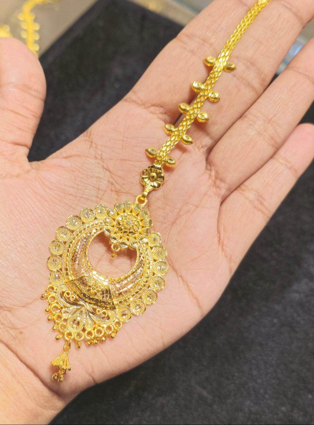 Elegant Gold-Plated Bridal Tikli – Timeless Royalty - Mirpur Jewelry City