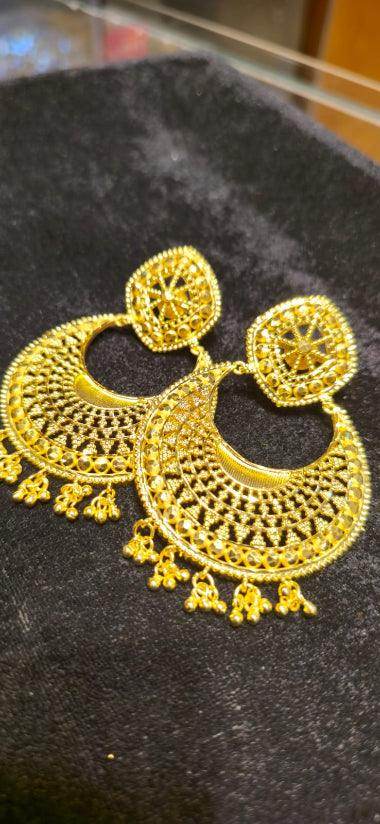 Exquisite Gold-Plated Chand Bali Earrings – A Touch of Royalty - Mirpur Jewelry City