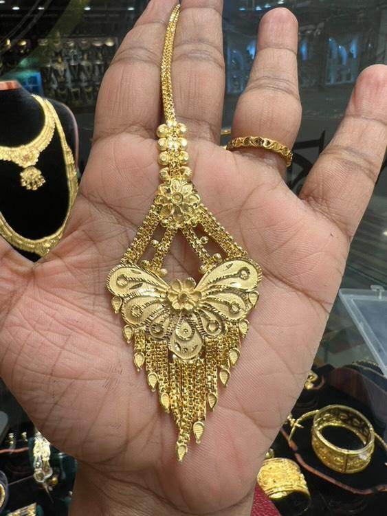 Elegant Gold-Plated Bridal Tikli – Timeless Royalty - Mirpur Jewelry City