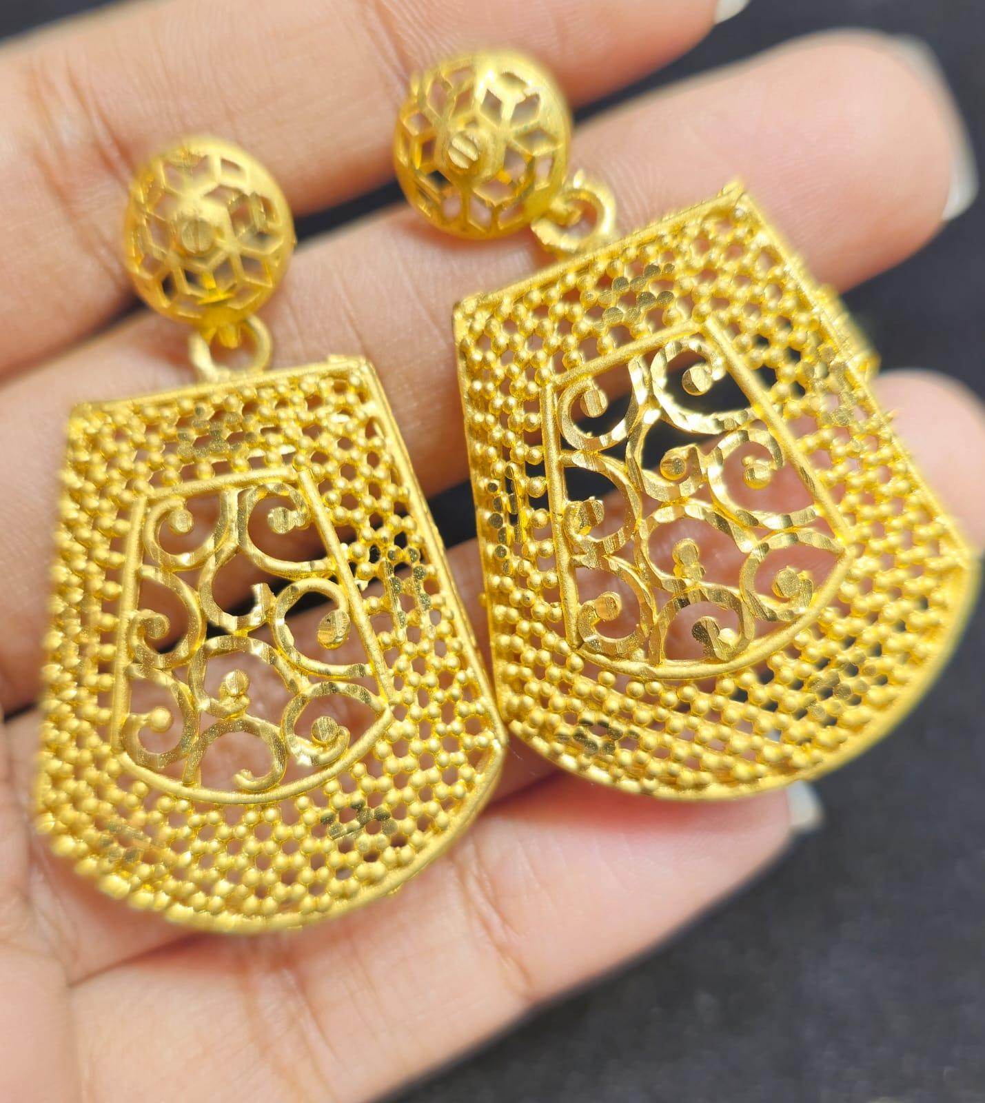 Elegant Gold-Plated Earrings – Timeless Luxury - Mirpur Jewelry City