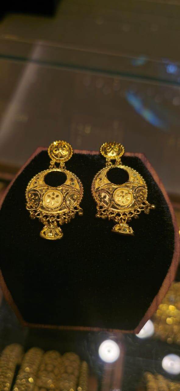 Exquisite Gold-Plated Chand Bali Earrings – A Touch of Royalty - Mirpur Jewelry City