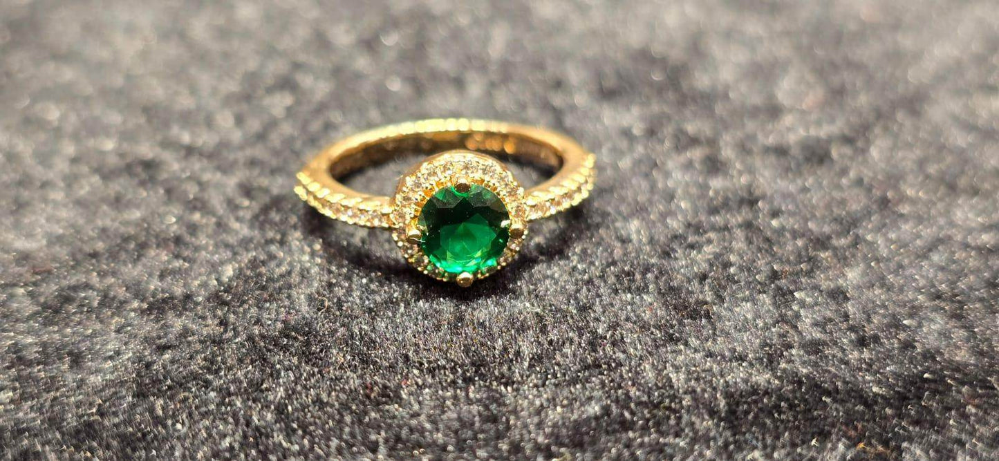 Green stone carved Gold Plated Finger ring for loved ones - Mirpur Jewelry City