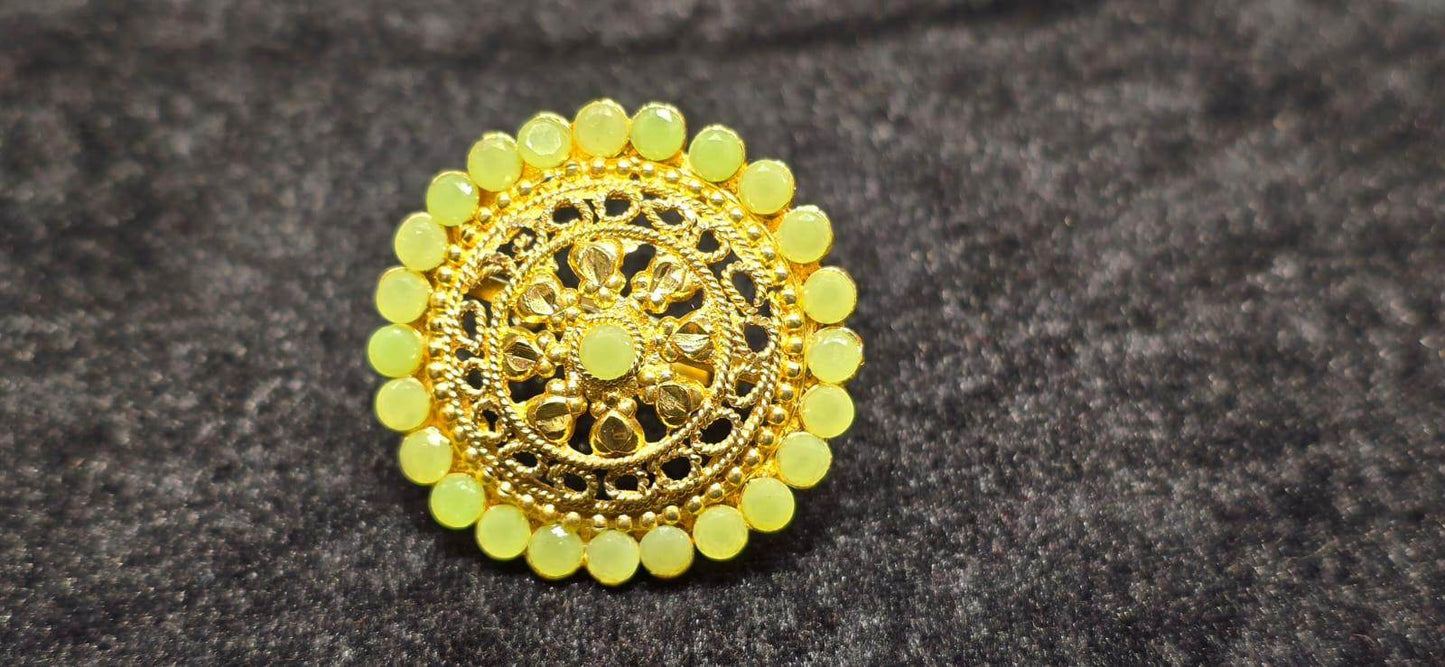 Stone worked gold plated finger Ring - Mirpur Jewelry City