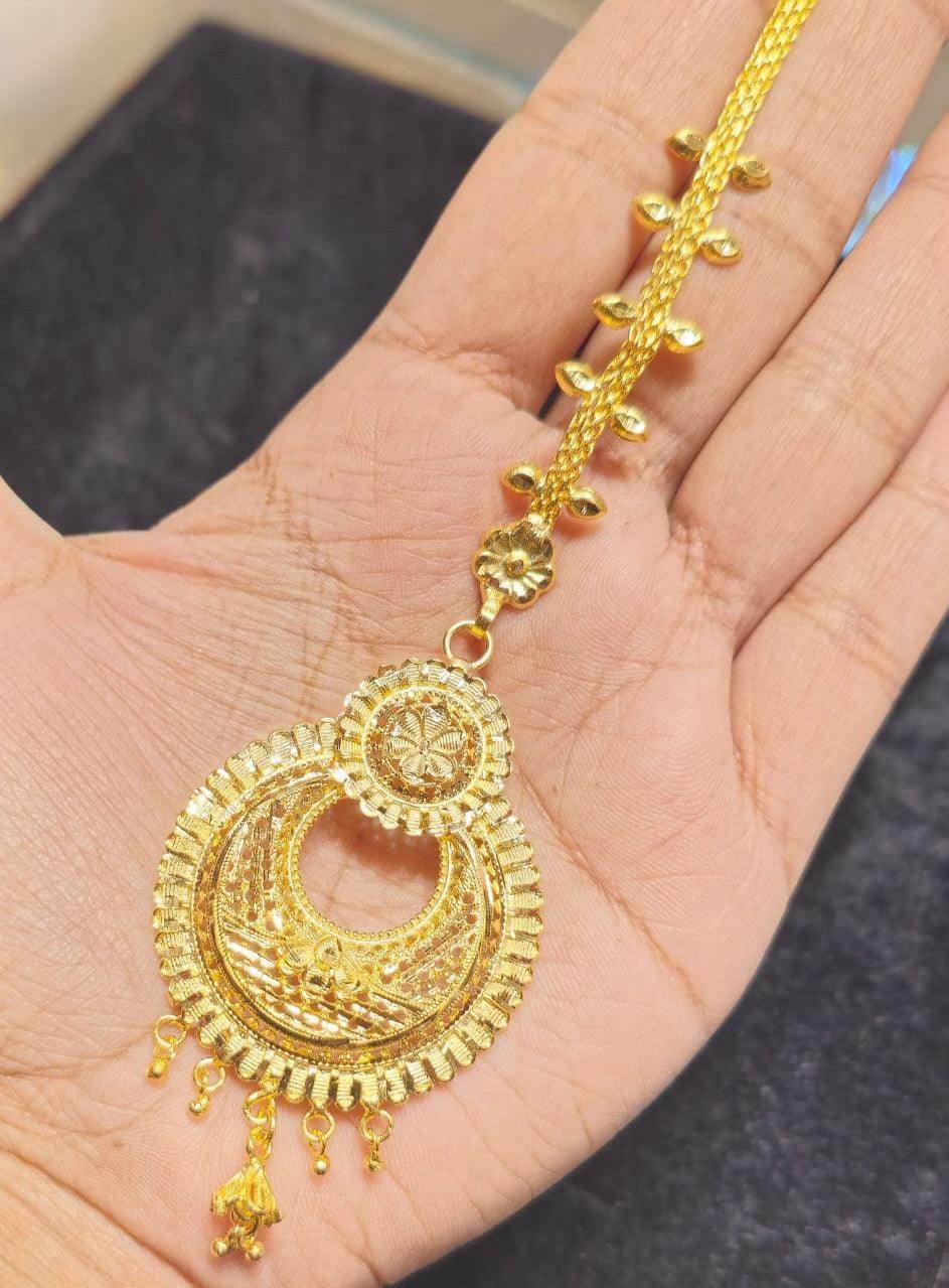 Elegant Gold-Plated Bridal Tikli – Timeless Royalty - Mirpur Jewelry City