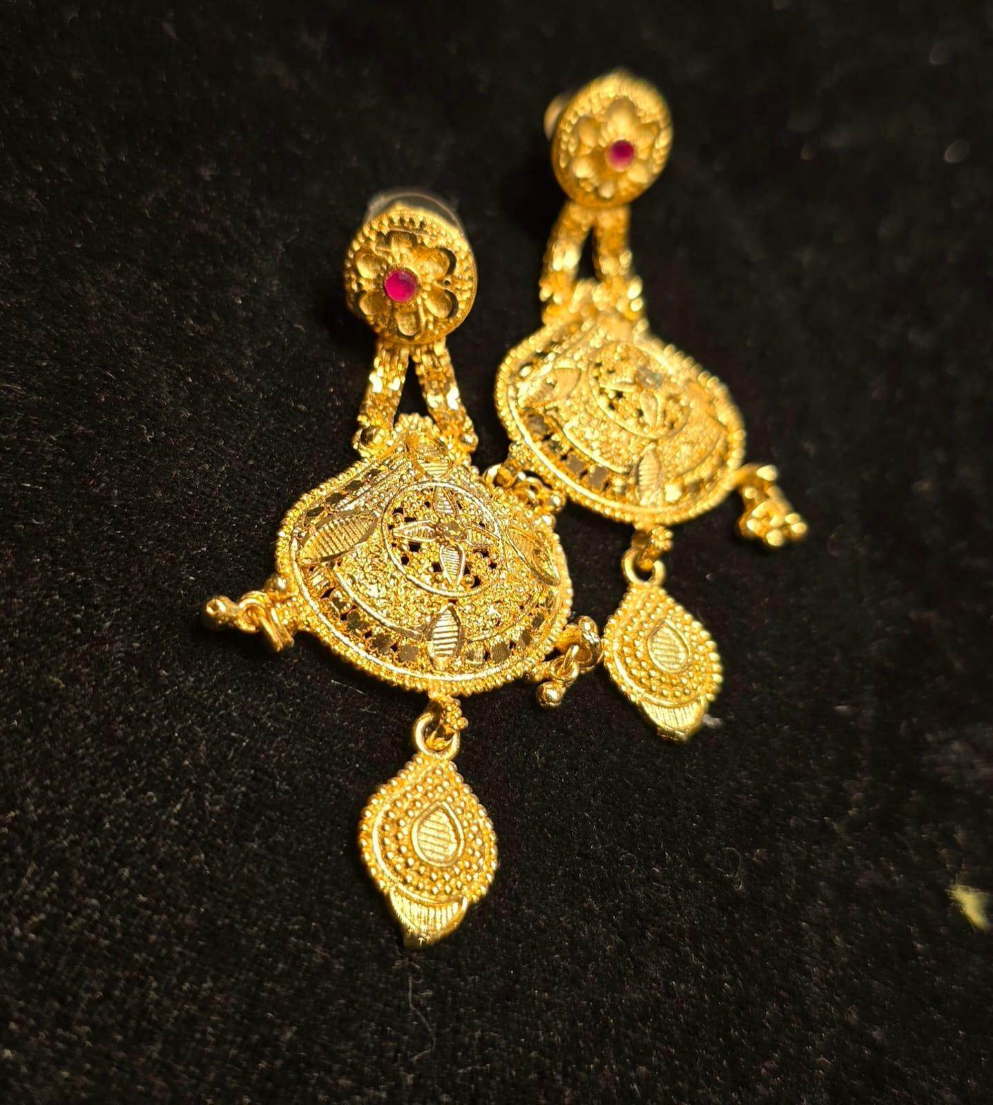 Elegant Gold-Plated Earrings – Timeless Luxury - Mirpur Jewelry City