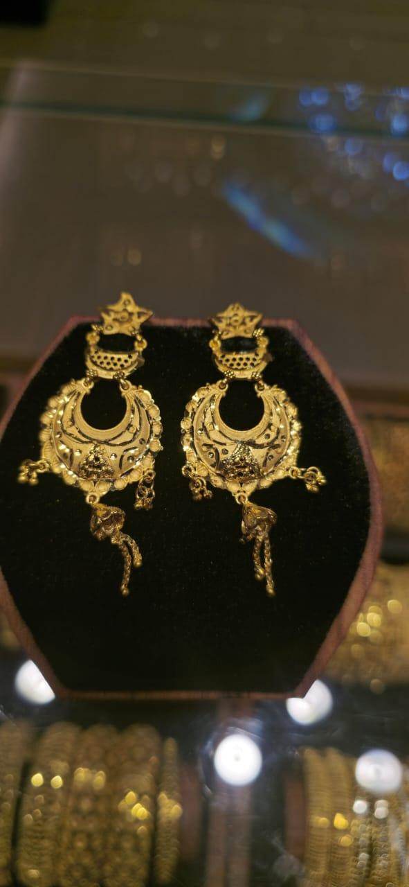 Exquisite Gold-Plated Chand Bali Earrings – A Touch of Royalty - Mirpur Jewelry City