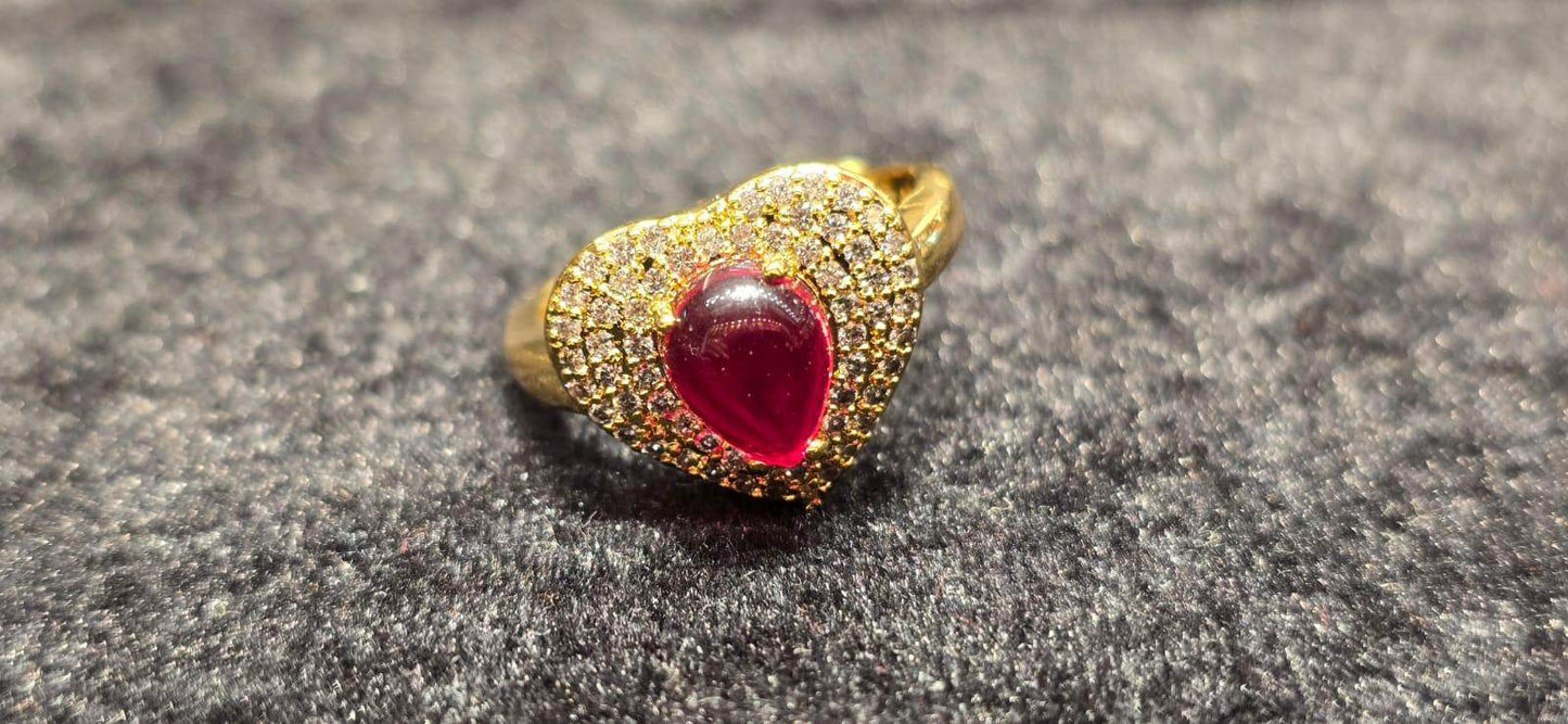 Elegant heart shaped ruby and white stone ring - Mirpur Jewelry City