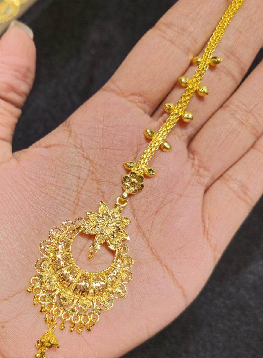 Elegant Gold-Plated Bridal Tikli – Timeless Royalty - Mirpur Jewelry City