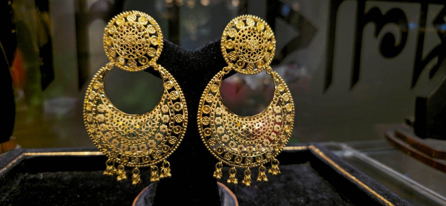 Elegant Gold-Plated Jhapta Earrings – Traditional & Stylish - Mirpur Jewelry City
