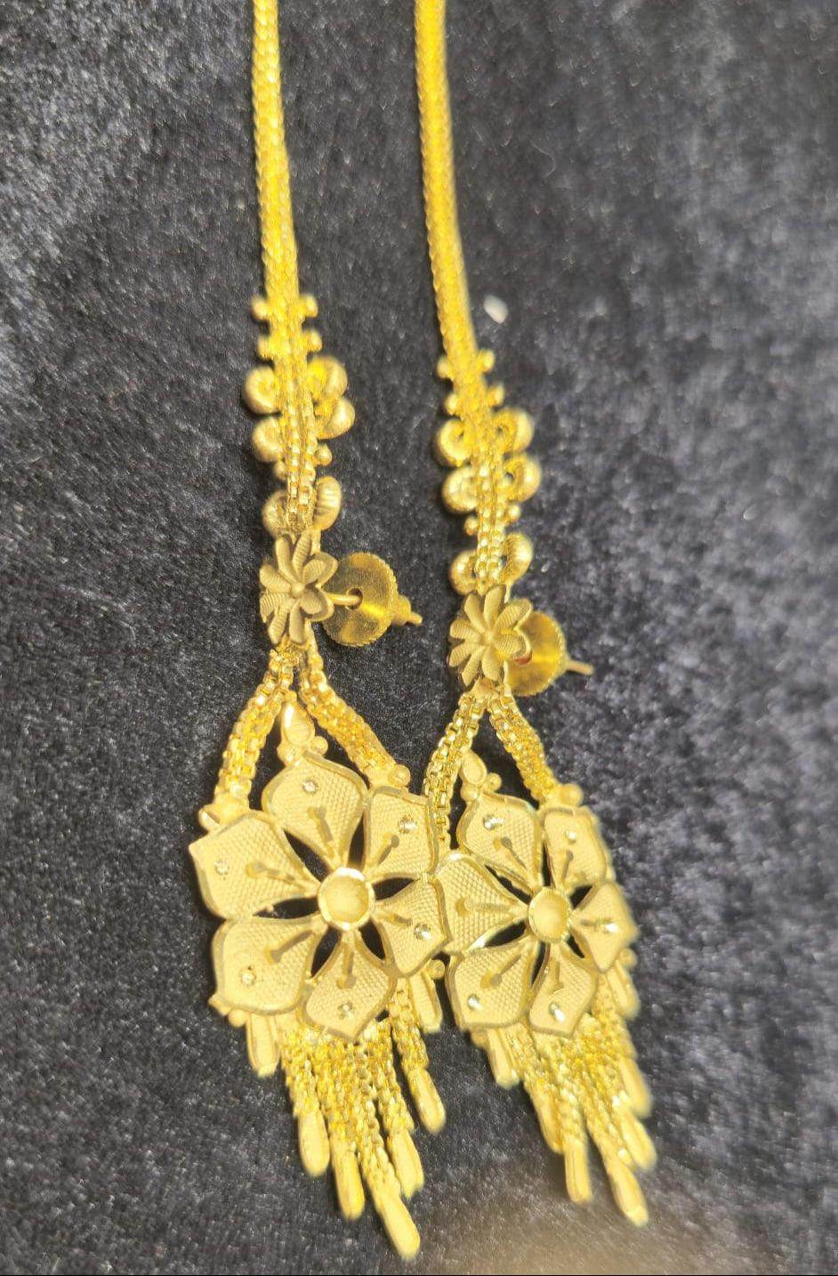 Elegant Gold-Plated long Earrings – Timeless Luxury - Mirpur Jewelry City