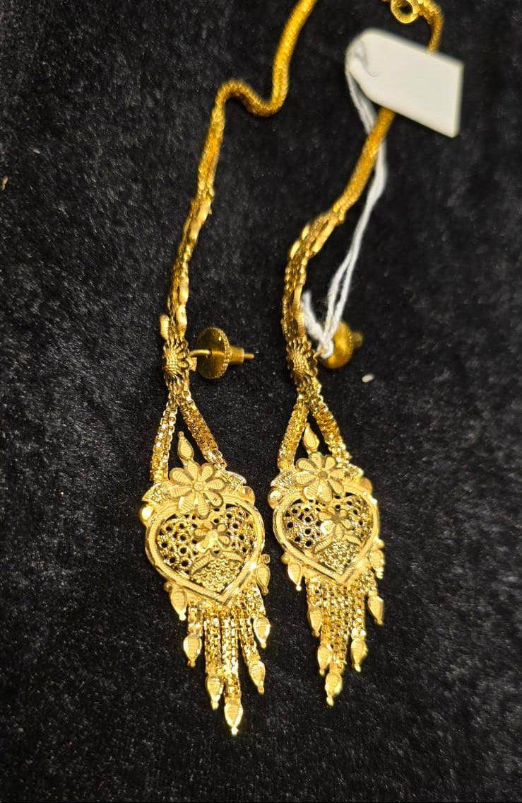 Elegant Gold-Plated long Earrings – Timeless Luxury - Mirpur Jewelry City