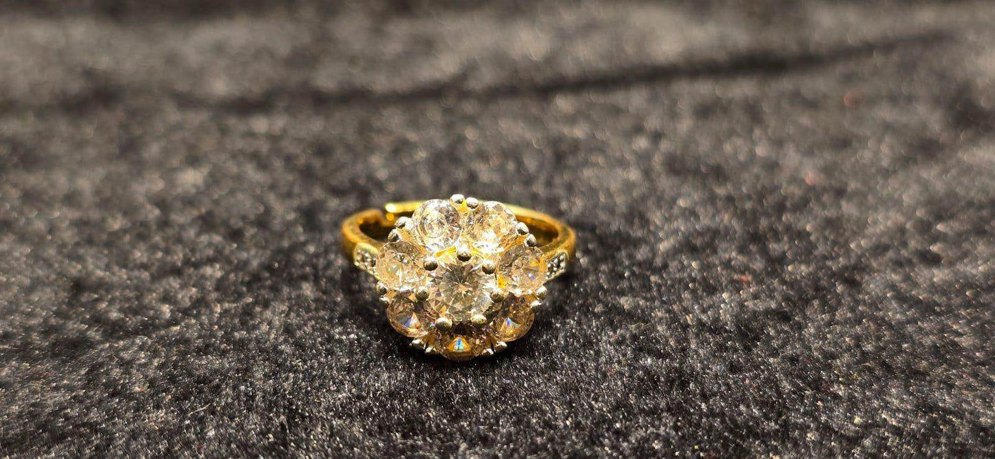 White stone carved Gold Plated Finger ring - Mirpur Jewelry City