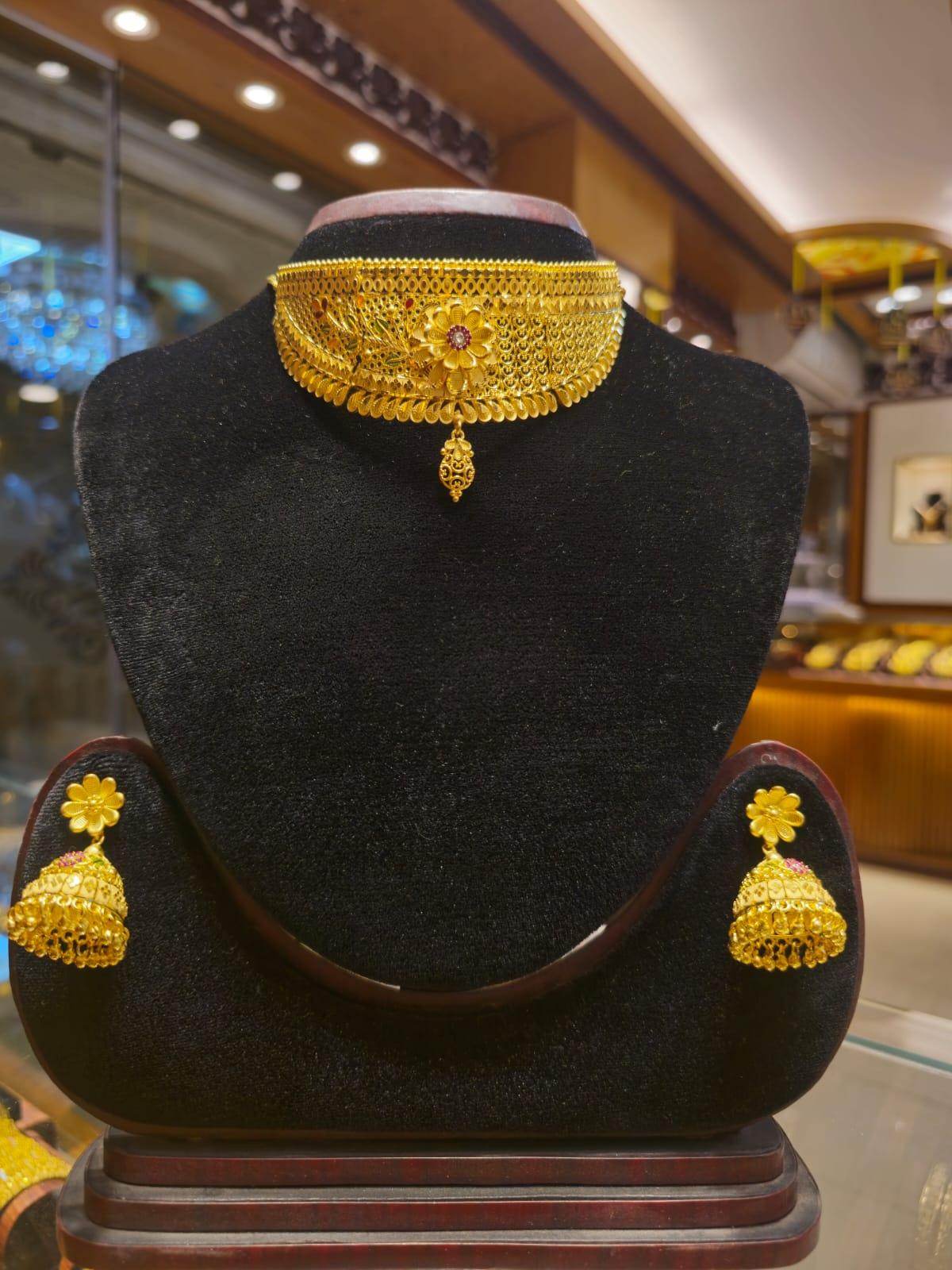 Elegant Gold-Plated Choker Necklace – Mirpur Jewelry City Exclusive - Mirpur Jewelry City