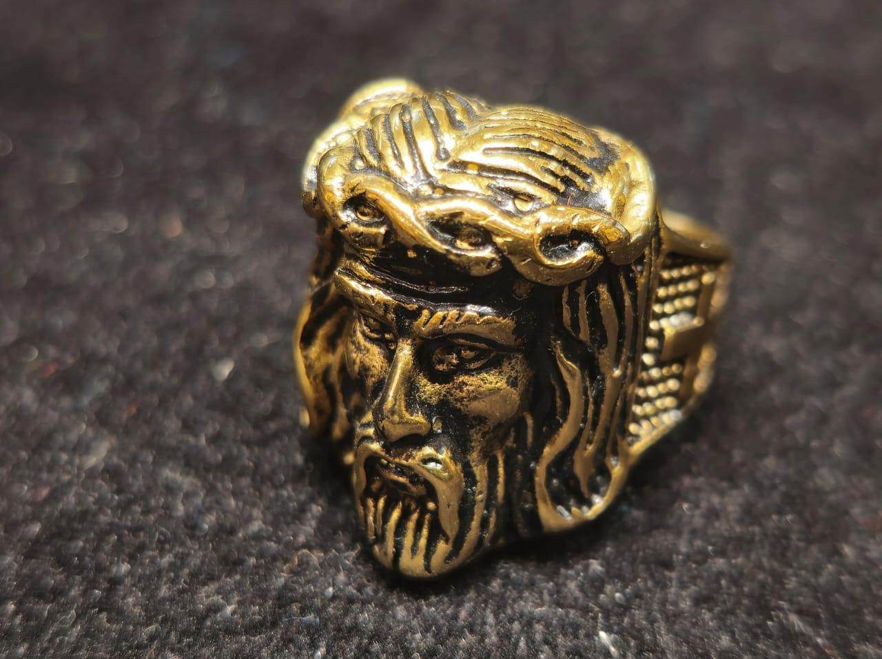 Gold-Plated Jesus Christ Crown of Thorns Men's Ring – Bold & Spiritual Design - Mirpur Jewelry City