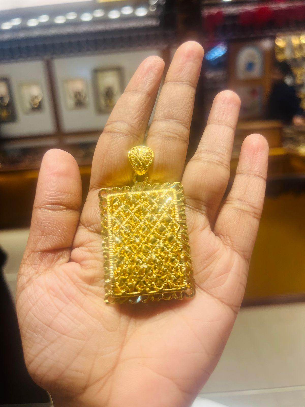 Square shaped gold plated Locket exclusive Dubai Design - Mirpur Jewelry City
