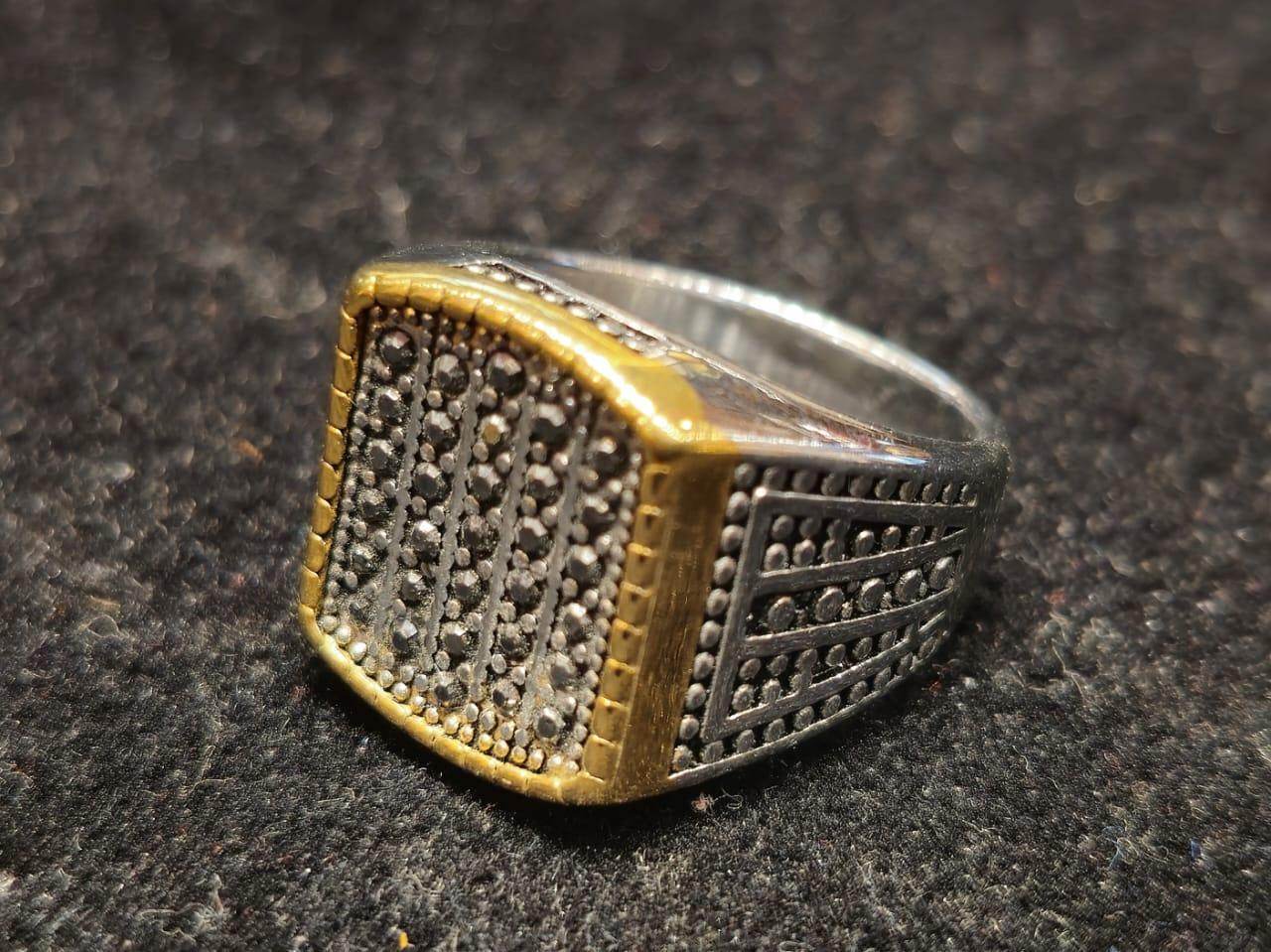 Square silver black and gold themed design for men - Mirpur Jewelry City