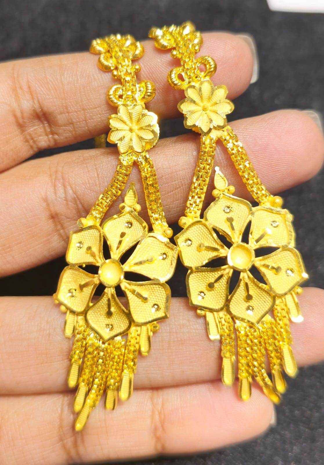 Elegant Gold-Plated long Earrings – Timeless Luxury - Mirpur Jewelry City