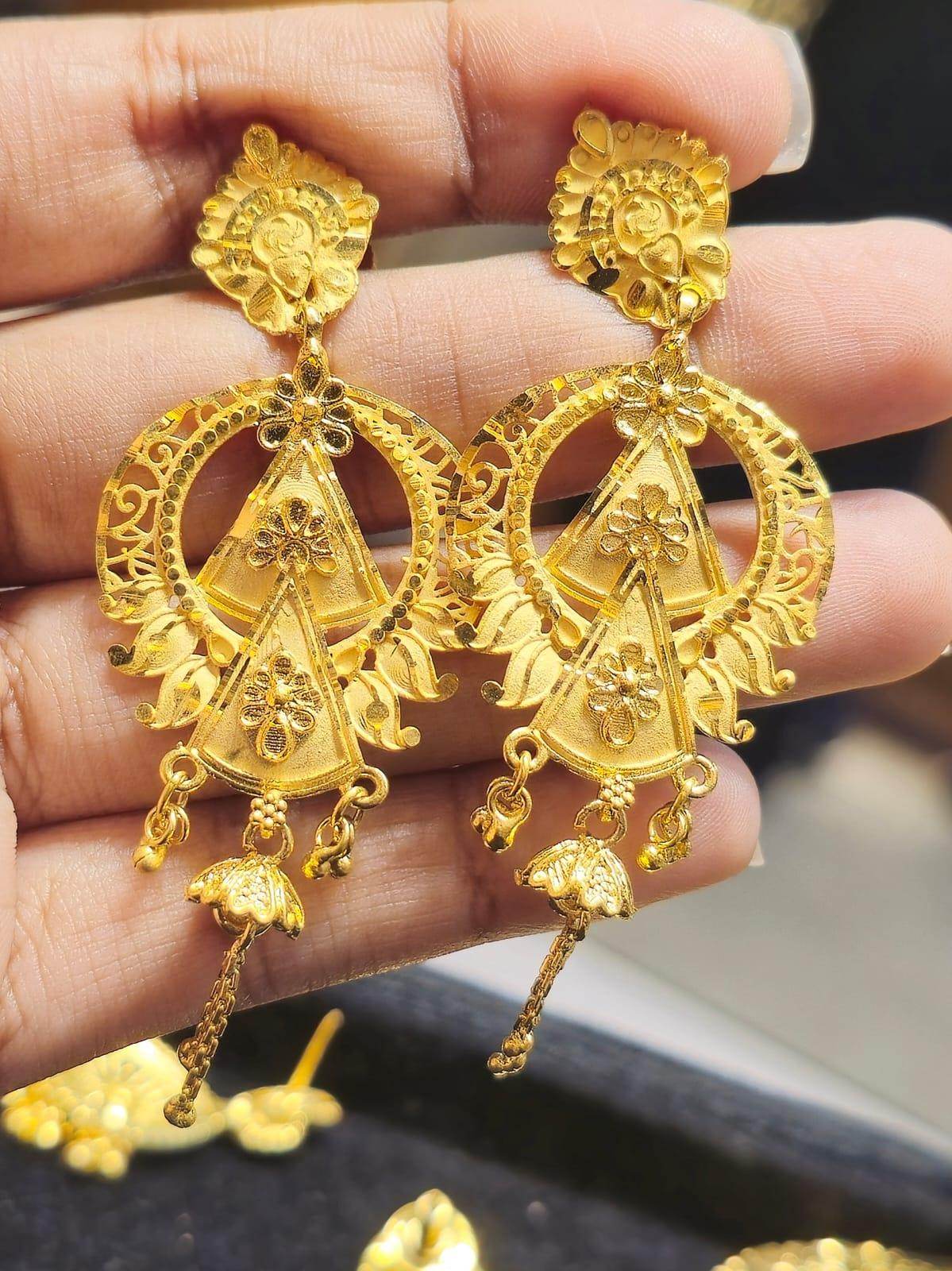 Elegant Gold-Plated Earrings – Timeless Luxury - Mirpur Jewelry City