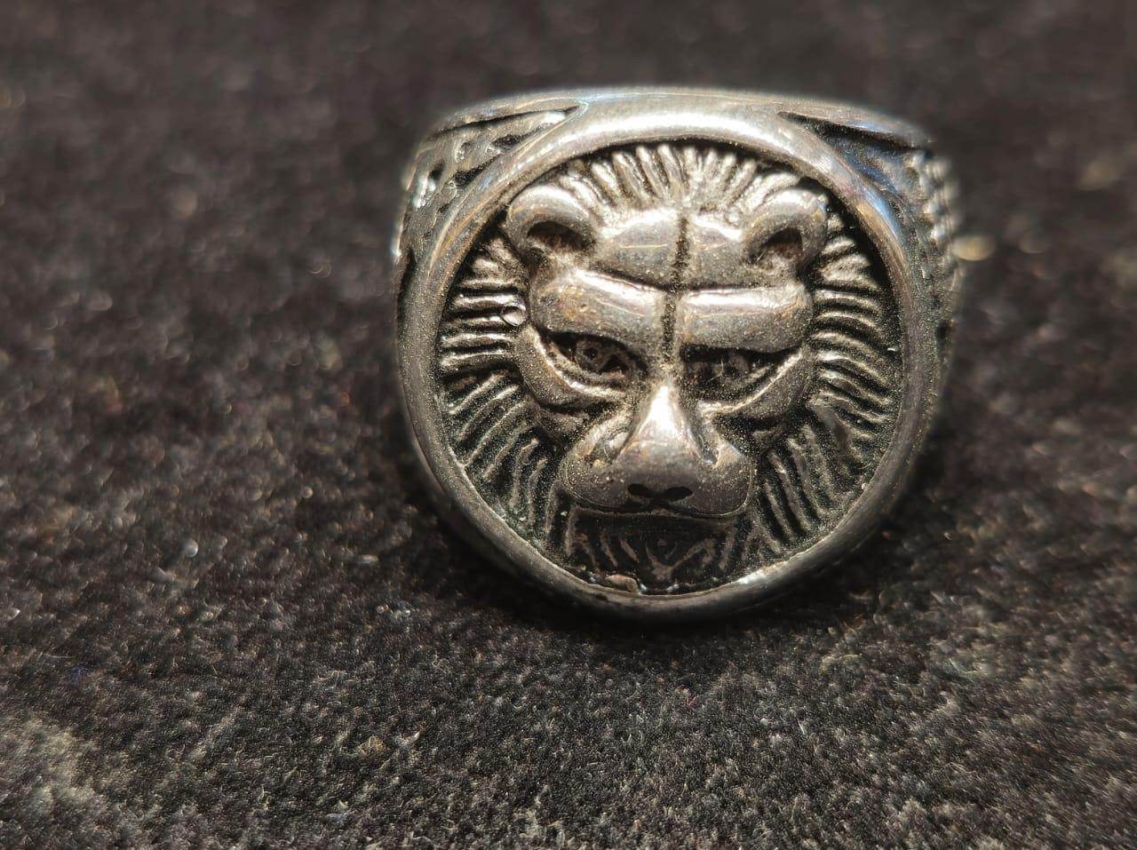 Gold-Plated Silver Sun Lion Face Men's Ring – Fierce & Powerful Design - Mirpur Jewelry City