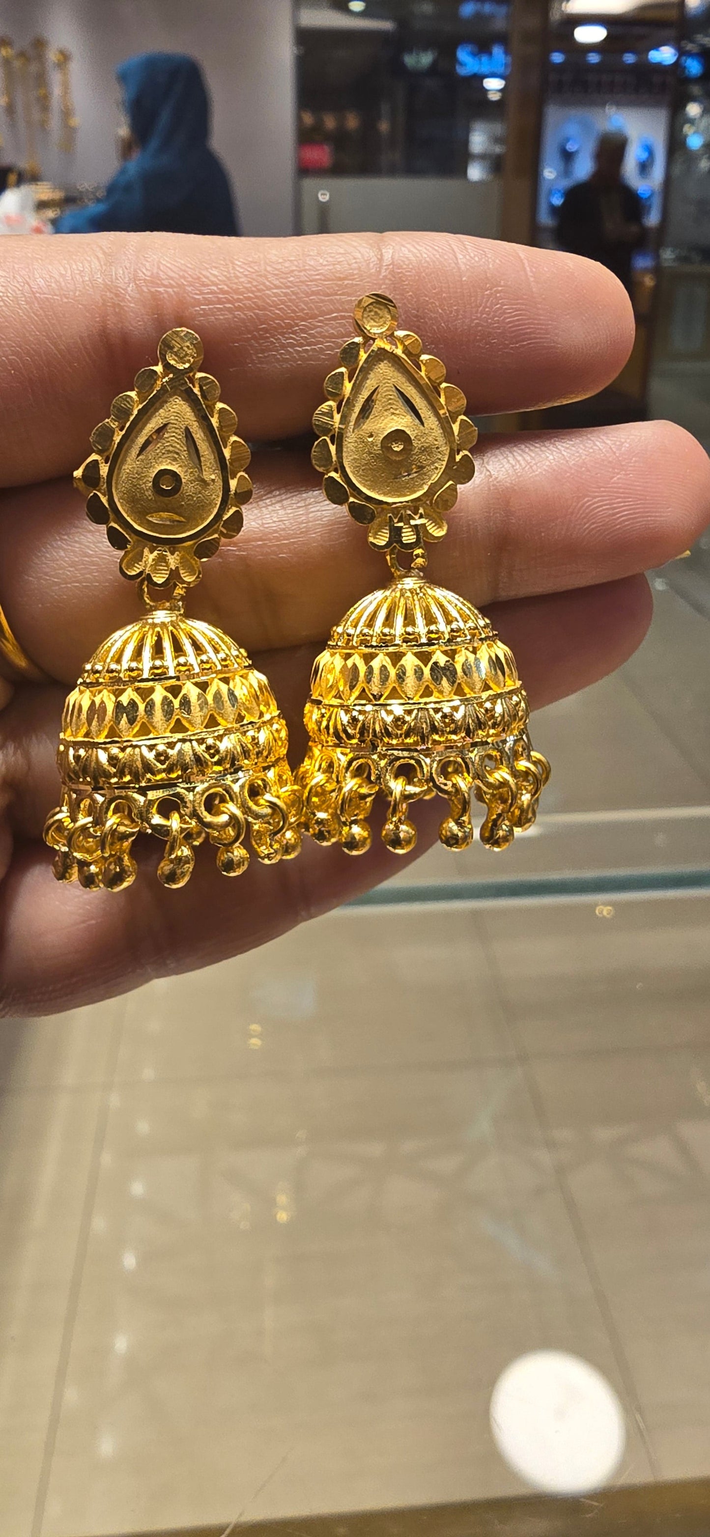 22k Gold polish Jhumka Earrings Mirpur Jewelry City