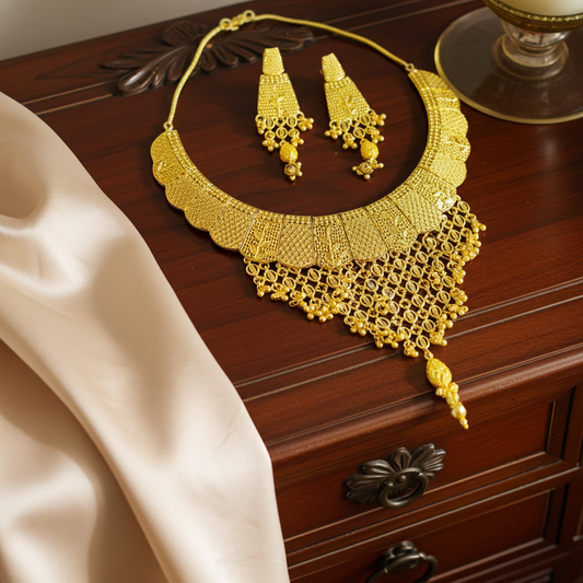 Classic 24k Gold Polish Necklace – Elegant Design Mirpur Jewelry City
